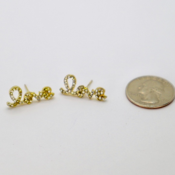 Love Earrings Scripted Name Letter Earrings Simple Minimalistic Dainty Tiny - Picture 2 of 2